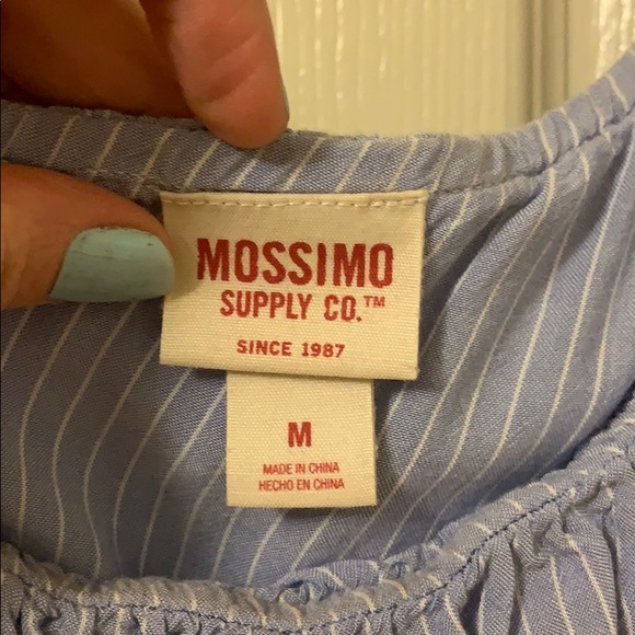 Mossimo blue and white one shoulder top - Picture 4 of 6